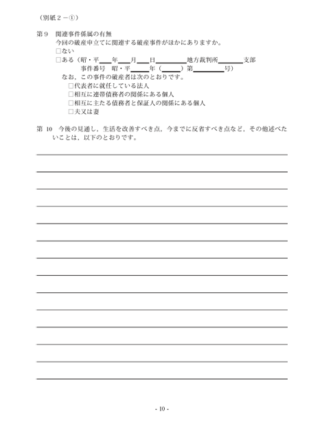 陳述書の10枚目の書き方をサンプルを使用して、説明しています。